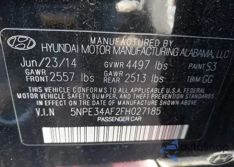 2015 Hyundai Sonata Sport from USA, damaged, VIN 5NPE34AF2FH027185
